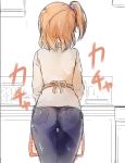  1girl ass kousaka_honoka love_live! love_live!_school_idol_project orange_hair side_ponytail simple_background thigh_gap wawawa_(hisuterisisusa) 