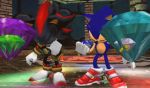  2001 2boys altar animal animated animated_gif black_hair blue_hair chaos_emerald clenched_hands closed_eyes colored concentrating gloves hedgehog multiple_boys sega shadow_the_hedgehog shoes sonic sonic_adventure_2 sonic_the_hedgehog 