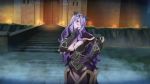  1girl animated animated_gif armor black_panties breasts camilla_(fire_emblem_if) female fire_emblem fire_emblem_if handheld_game_console large_breasts long_hair nintendo nintendo_3ds panties purple_hair underwear 