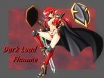  armor banemumu bikini_armor gradient gradient_background red_eyes redhead sword 