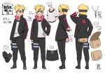  blonde_hair blue_eyes boruto:_the_movie character_sheet forehead_protector jacket naruto official_art open_clothes open_jacket simple_background spiky_hair uzumaki_boruto whiskers 