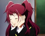  1girl animated animated_gif closed_eyes kujikawa_rise persona persona_4 redhead twintails 