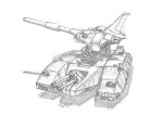  artist_request gundam magella_attack military military_vehicle mobile_suit_gundam monochrome sketch tank vehicle 