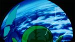  3boys 90s alien animated animated_gif antennae attack battle beam blast dougi dr._wheelo dragon_ball dragonball_z earth fangs green_skin male_focus multiple_boys outer_space piccolo planet pointy_ears robot screen son_gohan staff tail teeth tongue white_eyes 