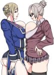  2girls awashima_seri breasts gero_1992 glasses huge_breasts k_(anime) multiple_girls prison_school shiraki_meiko silver_hair symmetrical_docking 
