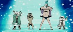  animated animated_gif blue_hair dancing dog franky multiple_girls one_piece sunglasses 