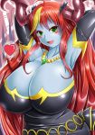  armpits baroque20320514fu breasts cleavage green_eyes hera_(p&amp;d) horns huge_breasts looking_at_viewer puzzle_&amp;_dragons redhead 