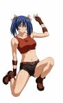  00s 1girl bashoku_youjou blue_hair breasts female hair_ornament ikkitousen short short_twintails solo twintails 