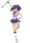  00s 1girl bashoku_youjou blue_hair breasts female hair_ornament ikkitousen short_twintails smile solo twintails 