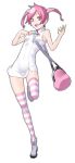  1girl bag bandai digimon digimon_world_re:digitize female happy official_art one_breast_out pink_eyes pink_hair rindou_akiho simple_background smile solo twintails white_background 