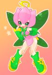  1girl bandai bare_legs boots breasts chibi curvy digimon fairy fairy_wings female flower legs lillymon looking_at_viewer nail_polish solo tongue vines wings 