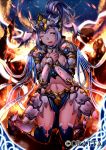  armor bikini_armor blue_hair kneeling valkyrie violet_eyes 