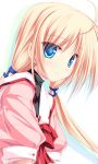  blonde_hair blue_eyes bow long_hair low_twintails lowres primitive_link school_uniform smile solo tenmaso tierra_moreni turtleneck twintails 