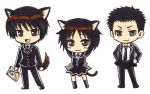  1girl 2boys :3 amagami animal_ears chibi multiple_boys school_uniform tachibana_jun&#039;ichi tachibana_miya tail umehara_masayoshi yukikoma 