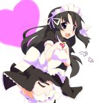  alternate_costume black_hair blue_eyes enmaided heart heart_hands k-on! maid maid_headdress moe_moe_kyun! open_mouth solo sora_to_umi thigh-highs thighhighs 