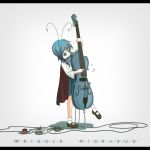 antenna bad_id cape cello double_bass green_eyes green_hair headphones headphones_around_neck instrument musical_note r.s.r. short_hair touhou wriggle_nightbug 