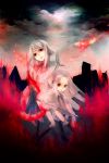  bad_id child cloud clouds fire multiple_girls pixiv pixiv_fantasia red_eyes shimakoma siblings sky sword weapon white_hair 