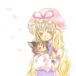  :3 animal_ears baby bad_id blonde_hair blush chen child hat long_hair multiple_girls rias-shiki_kawaii smile tail touhou yakumo_yukari young 