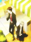  adachi_tohru eating food ice_cream ito_(pixiv) male narukami_yuu necktie persona persona_4 seta_souji 