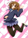  brown_eyes brown_hair hair_ornament hairclip heart hirasawa_yui k-on! matatabi matatabi_(2ccp) pantyhose school_uniform shoes solo uwabaki 