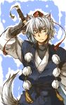  genderswap inubashiri_momiji rex rex_k silver_hair sword touhou weapon yellow_eyes 