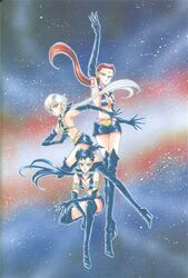  3girls bishoujo_senshi_sailor_moon black_hair brown_hair long_hair ponytail sailor_fuku sailor_star_fighter sailor_star_healer sailor_star_maker sailor_starlights seiya_kou silver_hair taiki_kou yaten_kou 