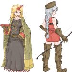  archer_(fft) archer_(fft)_(cosplay) blonde_hair blue_eyes boots bow_(weapon) braid cosplay final_fantasy final_fantasy_tactics gloves hat horn horns hoshiguma_yuugi long_hair michael-x mihairu multiple_girls red_eyes sakazuki silver_hair summoner_(fft) summoner_(fft)_(cosplay) thigh-highs thigh_boots thighhighs touhou weapon wink yagokoro_eirin 