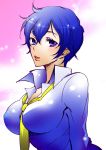  blue_hair breasts huge_breasts kotobuki_toro large_breasts necktie persona persona_4 shirogane_naoto shirt short_hair 