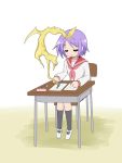 kiseijuu lucky_star parasyte purple_hair qwer ribbon school_uniform serafuku short_hair sleeping 