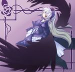  angel_wings black_wings feathers gothic_lolita lolita_fashion long_hair rozen_maiden suigintou white_hair wings yellow_eyes 