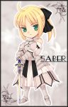  armor armored_dress blonde_hair dress fate/stay_night fate/unlimited_codes fate_(series) green_eyes orebalgum ponytail saber saber_lily solo sword weapon 