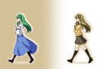 dual_persona green_hair highres hirase_yuu kochiya_sanae long_hair long_skirt pantyhose school_uniform skirt touhou
