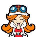  1girl animated animated_gif helmet laughing lowres mona_(warioware) motorcycle_helmet nintendo orange_hair warioware 