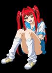  00s 1girl female hair_ornament ikkitousen kanpei redhead shoes smile solo twintails 