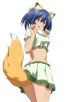  00s 1girl bashoku_youjou blue_hair female hair_ornament ikkitousen legs short_twintails solo tail twintails 