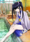  00s 1girl barefoot black_hair feet female ikkitousen long_hair official_art saji_genpou_(true) twintails water 