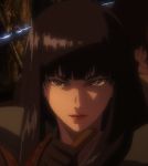  1girl armor black_hair grey_eyes katana kuromitsu kurozuka lipstick long_hair red_lipstick screencap solo sword vampire 