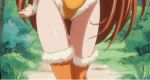  1girl animated animated_gif bare_shoulders blush breasts brown_hair cleavage code_geass code_geass:_nunnally_in_wonderland cosplay costume curvy fawn female green_eyes long_hair looking_at_viewer screencap shirley_fenette smile solo stitched thighs 