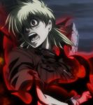  1girl aura blonde_hair breasts female hair_over_one_eye hellsing large_breasts military military_uniform red_eyes screencap seras_victoria short_hair solo surprised uniform vampire 