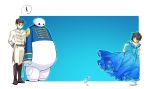  2boys baymax big_hero_6 brothers cinderella cinderella_(cosplay) crossdressinging crossover disney dress high_heels hiro_hamada hiyaa marvel multiple_boys prince robot siblings tadashi_hamada 