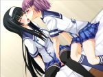  2girls blush kiss multiple_girls school_uniform sweat tongue yuri 
