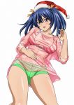  00s 1girl bashoku_youjou blue_hair female hair_ornament hat ikkitousen legs short_twintails smile twintails 