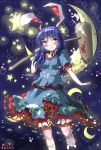  1girl animal_ears blood blush dress hammer legacy_of_lunatic_kingdom moon night palinus rabbit seiran_(touhou) touhou 