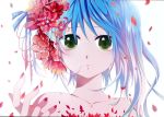  1girl artist_request blue_hair female flower green_eyes hatsune_miku highres long_hair vocaloid 
