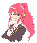  1girl glasses long_hair meteoride ponytail pyrrha_nikos redhead rwby school_uniform 