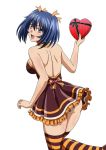  00s 1girl ass bare_shoulders bashoku_youjou blue_hair female hair_ornament ikkitousen short_twintails smile solo twintails 