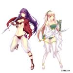  2girls armor breasts copyright_request multiple_girls nanarinana shield sword 