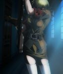 1girl aura blonde_hair breasts female hair_over_one_eye hellsing highres large_breasts military military_uniform red_eyes screencap seras_victoria short_hair skirt smile solo stitched uniform vampire weapon 