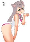  1girl animal_ears ass breasts cat_ears cathy_(yuu-gi-ou_zexal) female glasses smile solo swimsuit yu-gi-oh! yuu-gi-ou_zexal 