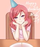  1girl candle happy_birthday hat looking_at_viewer love_live! love_live!_school_idol_project nishikino_maki nuenya party_hat redhead short_hair smile violet_eyes 